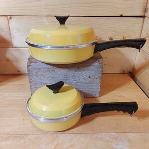 Yellow Nonstick Cookware mini and large frypan - Classic Design